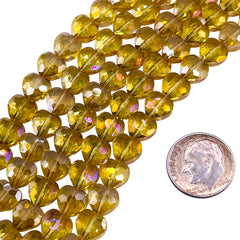 8mm Heart Glass Crystal Lime AB