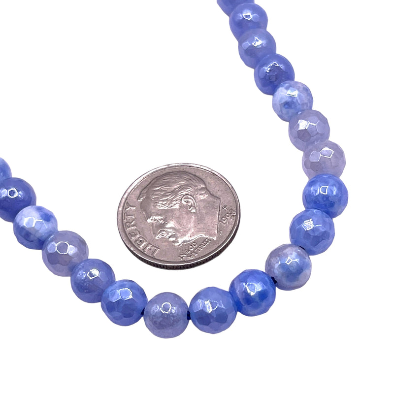 6mm Round Cut Agate Blue Shine