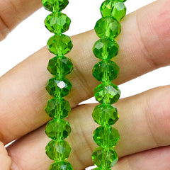 8mm Thunder Polish Glass Crystal Roundel Cut Peridot