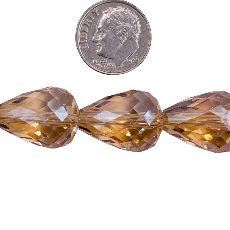 18x13mm Tear Drop Glass Crystal Gold Amber