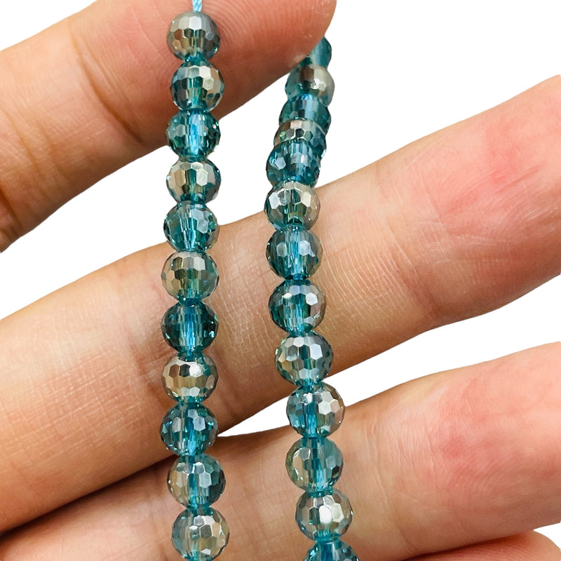 6mm Thunder Polish Round Disco Blue Zircon SAB