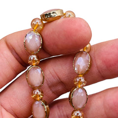 12x9mm Oval Gold Edge Beige Jade