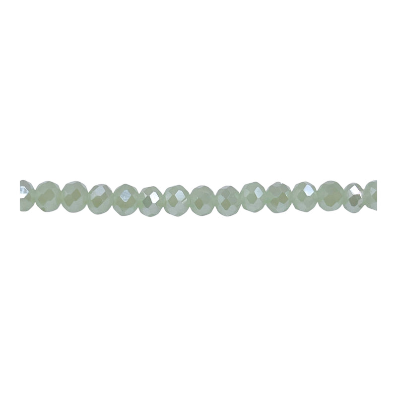 4mm Thunder Polish Glass Crystal Roundel Cut Green Jade AB