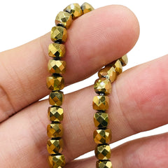 5mm Cube Glass Crystal Gold