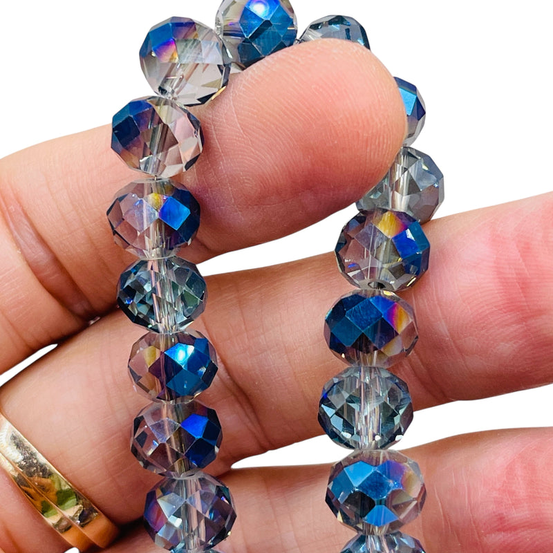 10mm Thunder Polish Glass Crystal Roundel Cut Magic Blue