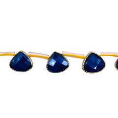 13x12mm Pear Gold Edge Sapphire Jade