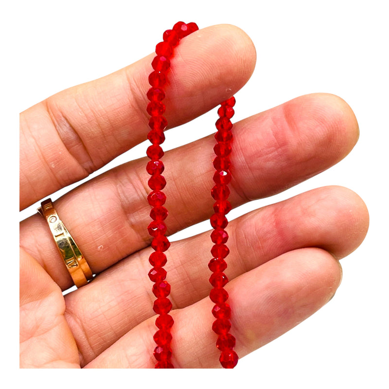4mm Thunder Polish Glass Crystal Roundel Cut Red