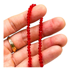 4mm Thunder Polish Glass Crystal Roundel Cut Red