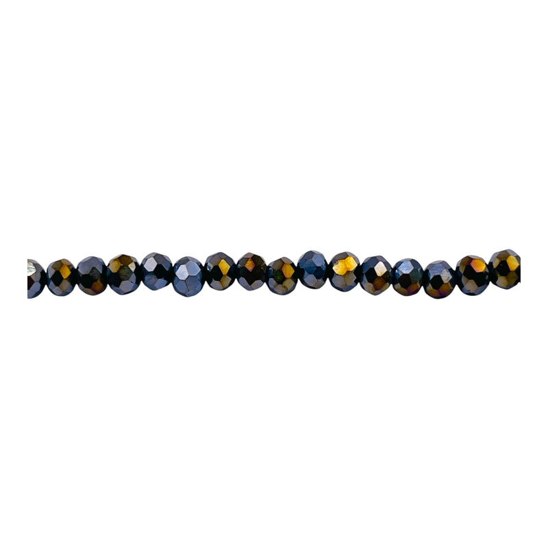 4mm Thunder Polish Glass Crystal Roundel Cut Jet AB