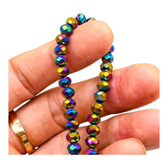 6mm Thunder Polish Glass Crystal Roundel Cut Rainbow Light