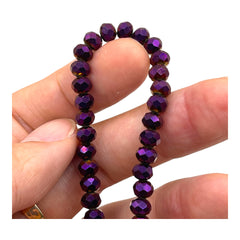 6mm Thunder Polish Glass Crystal Roundel Cut Purple Light