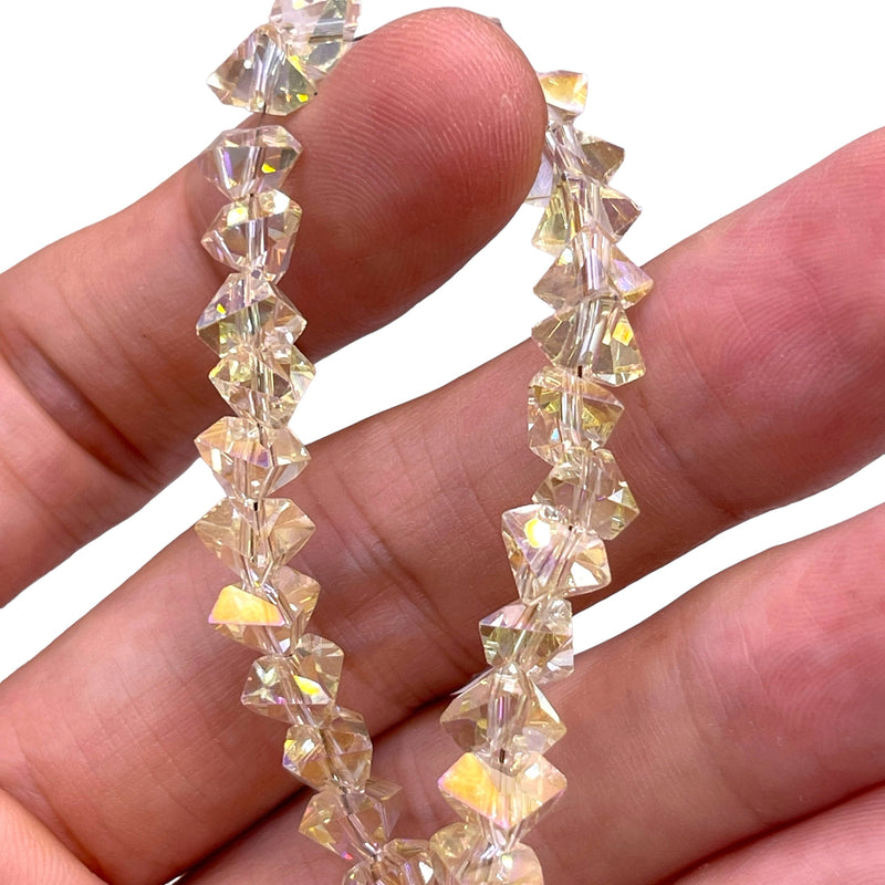 8mm Triangle Glass Crystal Magic Gold