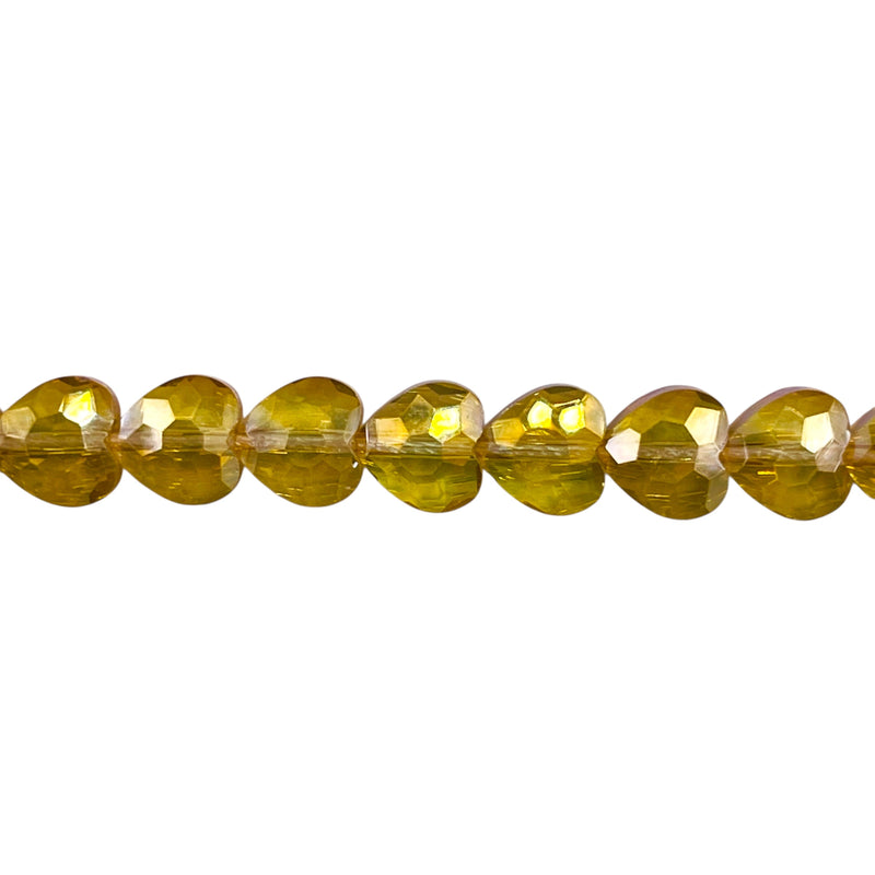 8mm Heart Glass Crystal Lime AB