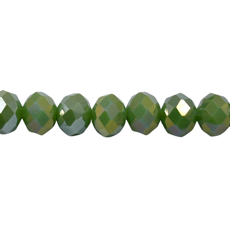 10mm Thunder Polish Glass Crystal Roundel Cut Olive Green Jade AB