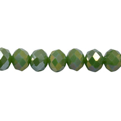 10mm Thunder Polish Glass Crystal Roundel Cut Olive Green Jade AB