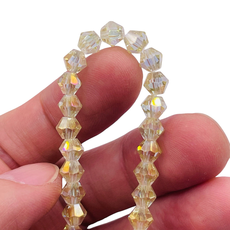 6mm Thunder Polish Glass Crystal Bicone Magic Gold