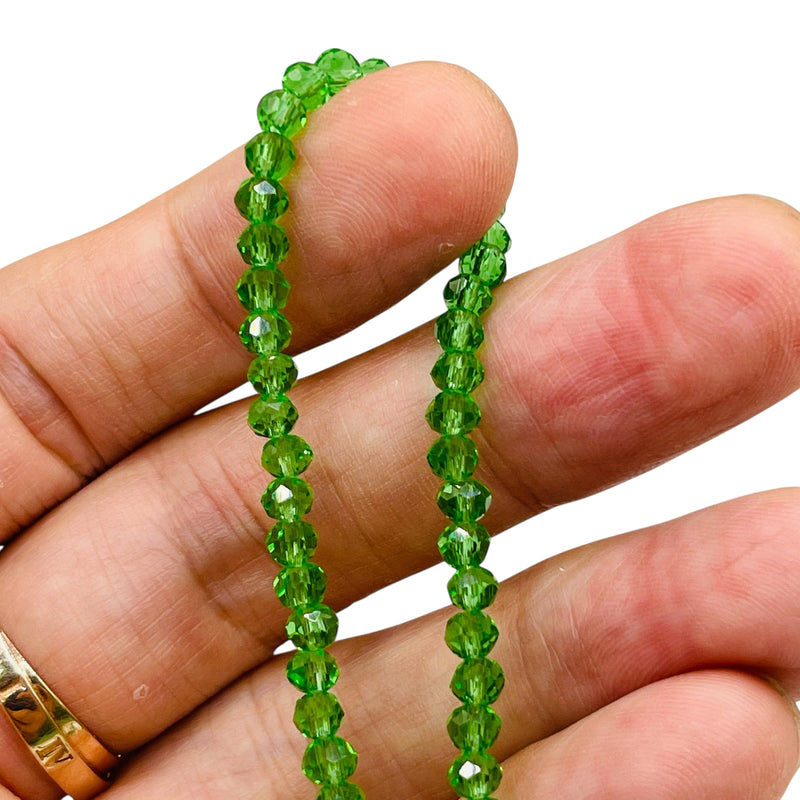 4mm Thunder Polish Glass Crystal Roundel Cut Peridot