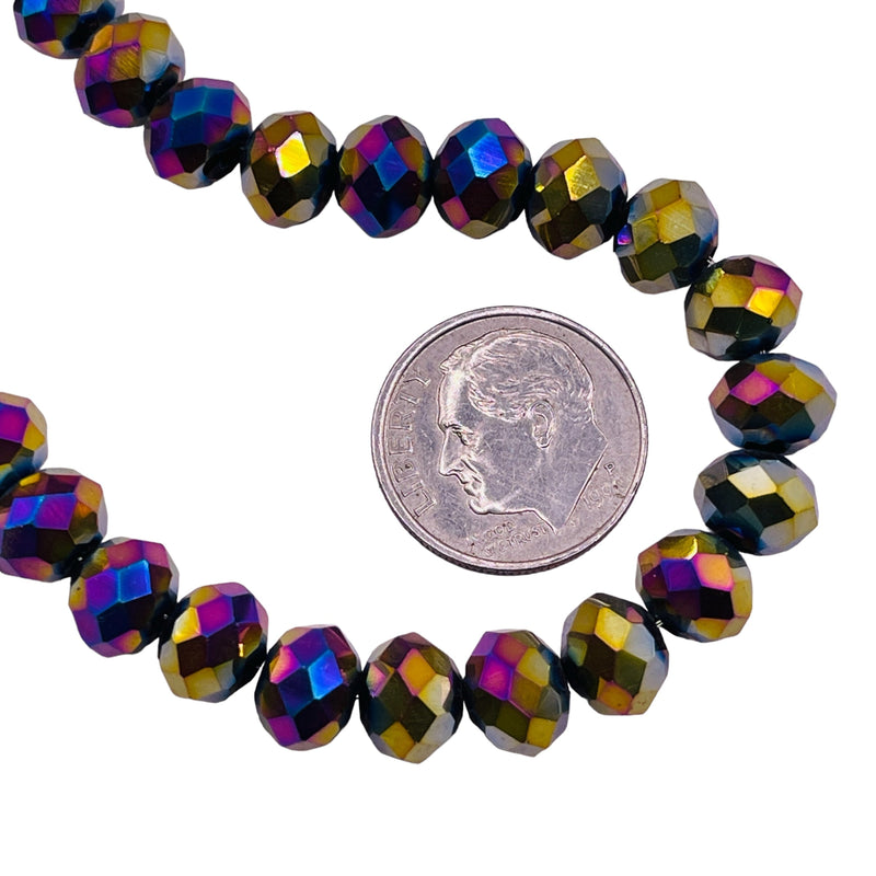 8mm Thunder Polish Glass Crystal Roundel Cut Rainbow