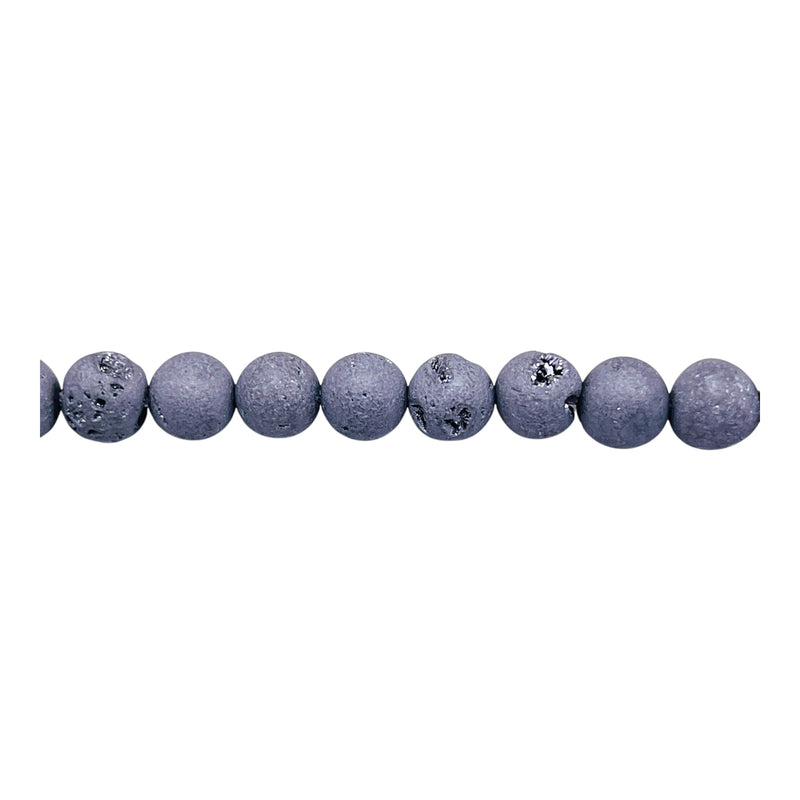 6mm Druzy Round Silver