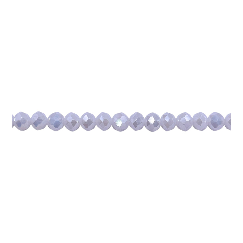 4mm Thunder Polish Glass Crystal Roundel Cut White Jade AB