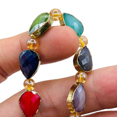 14x10mm Tear Drop Gold Edge Rainbow