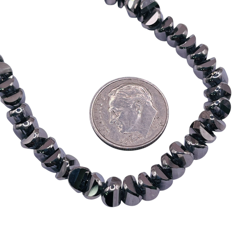 6mm Crescent Glass Crystal White Gold