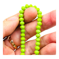 6mm Thunder Polish Glass Crystal Roundel Cut Olive Green Jade