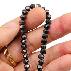 6mm Thunder Polish Glass Crystal Roundel Cut Hematite