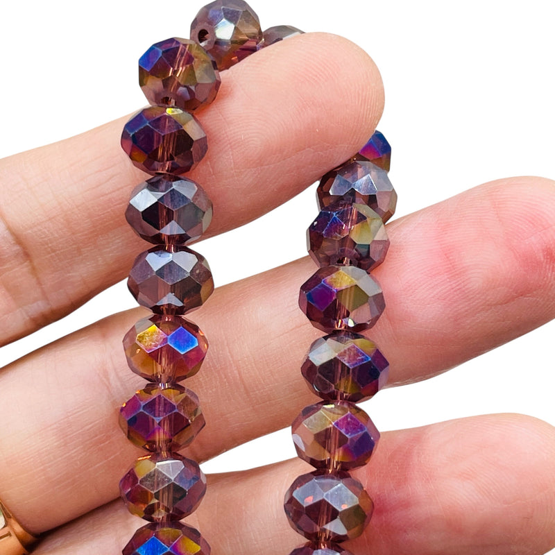 10mm Thunder Polish Glass Crystal Roundel Cut Med. Amethyst AB
