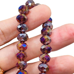 10mm Thunder Polish Glass Crystal Roundel Cut Med. Amethyst AB
