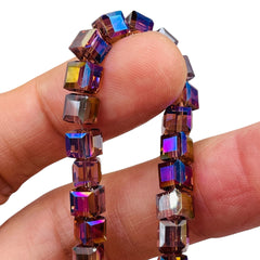 6mm Cube Glass Crystal Med. Amethyst