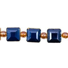 13mm Square Gold Edge Sapphire Jade