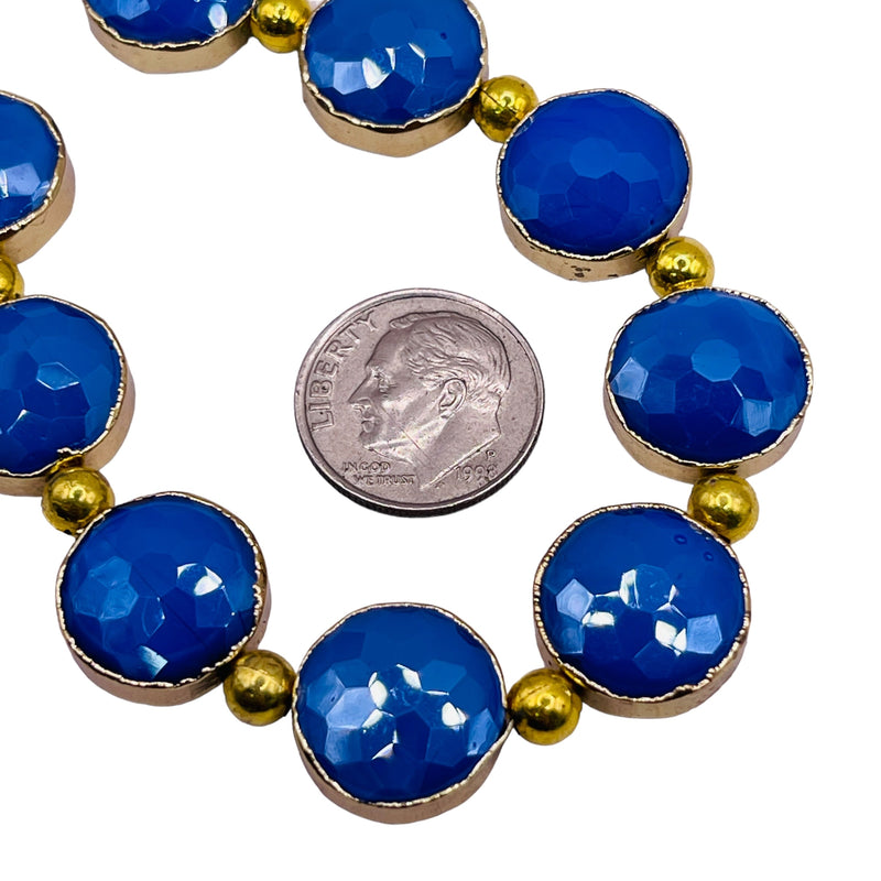 14mm Coin Gold Edge Sapphire Jade