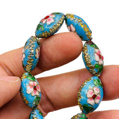 18x12mm Oval Cloisonne Blue