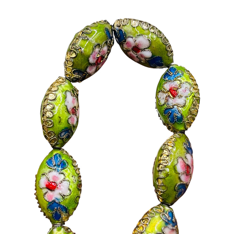 18x12mm Oval Cloisonne Green