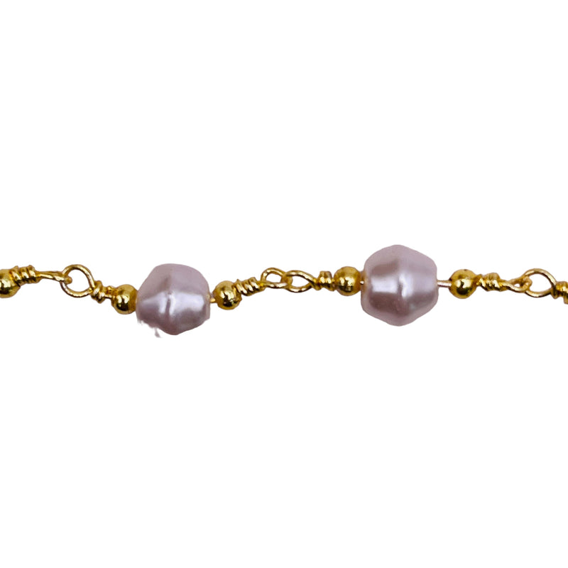 Losolo Handmade Faux Pearl Chain Gold Plated