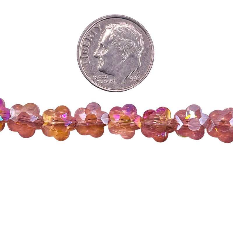 8mm Flower Glass Crystal Lt Peach AB