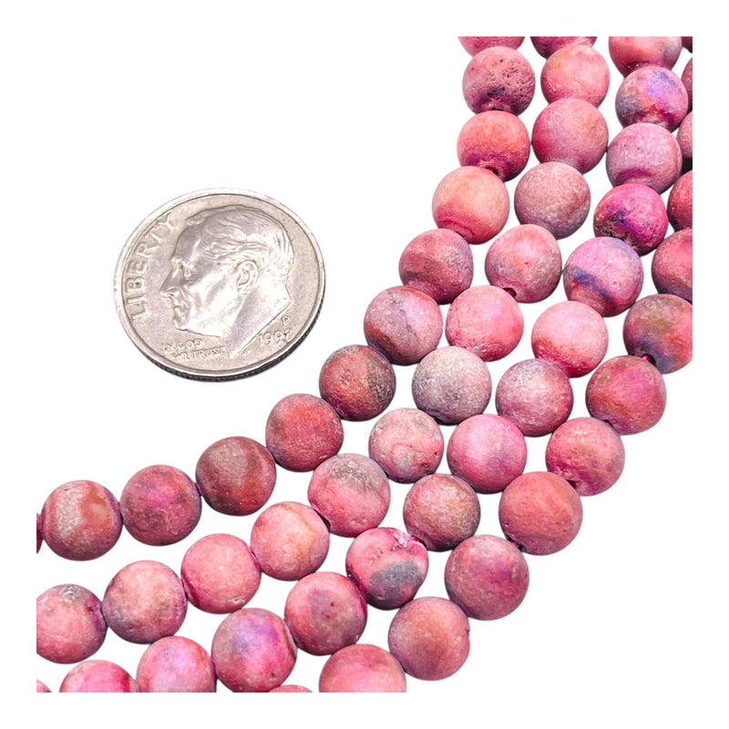 6mm Druzy Round Fushia