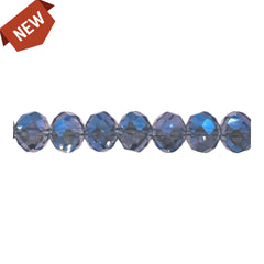 8mm Thunder Polish Glass Crystal Roundel Cut Mexican Blue Light