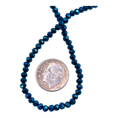 3mm Thunder Polish Glass Crystal Roundel Cut Blue Light