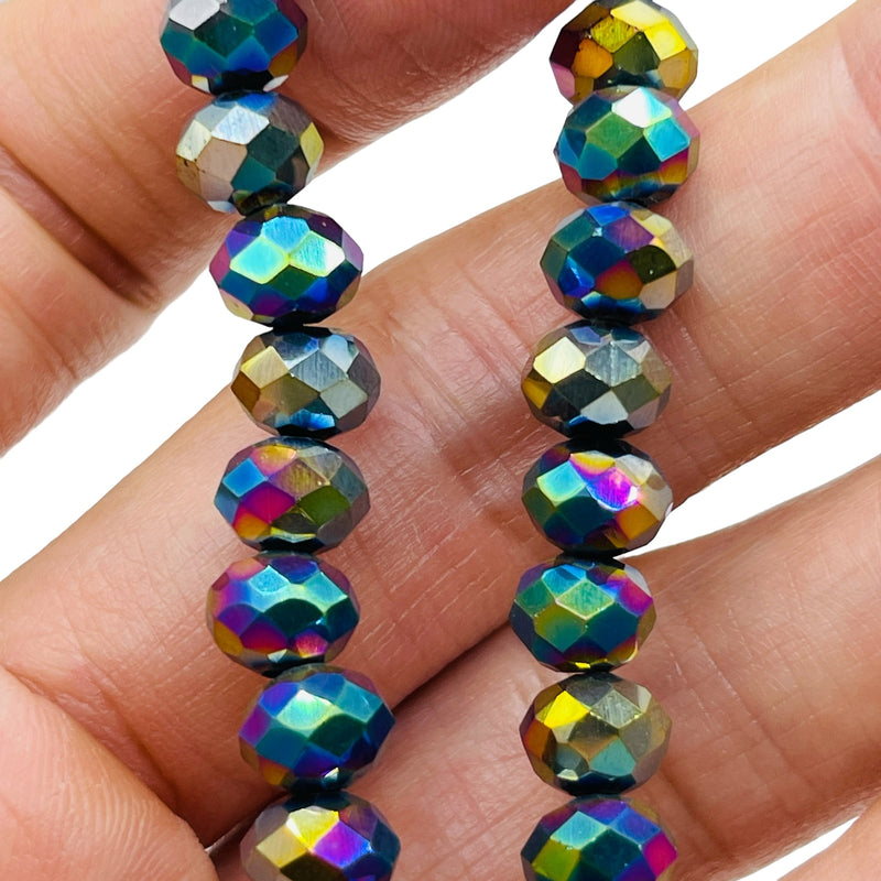 8mm Thunder Polish Glass Crystal Roundel Cut Rainbow