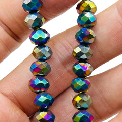 8mm Thunder Polish Glass Crystal Roundel Cut Rainbow