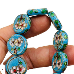 18mm Coin Cloisonne Blue