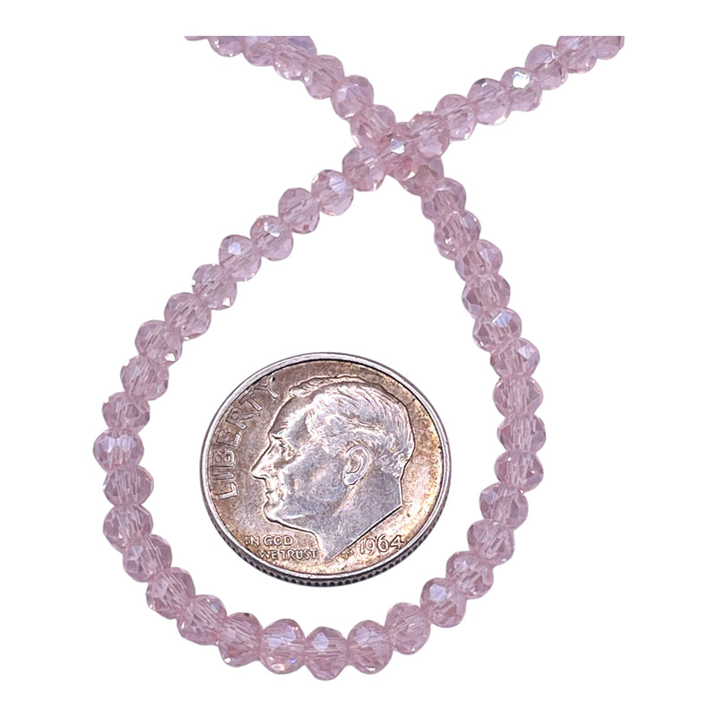 3mm Thunder Polish Glass Crystal Roundel Cut Rosaline AB