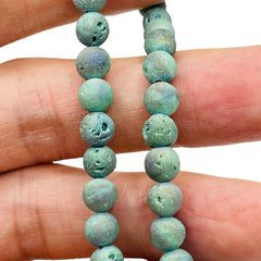 6mm Druzy Round Magic Green