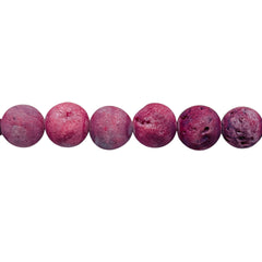 8mm Druzy Round Fushia