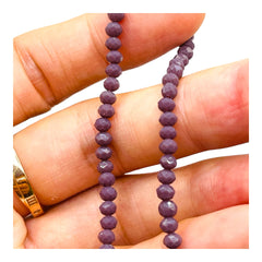 4mm Thunder Polish Glass Crystal Roundel Cut Purple Jade