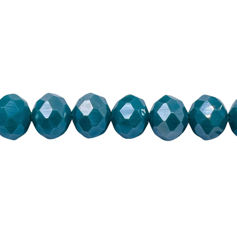 10mm Thunder Polish Glass Crystal Roundel Cut Turquoise Jade AB