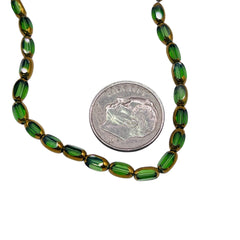 6x3mm Oval Glass Crystal Gold Edge Peridot