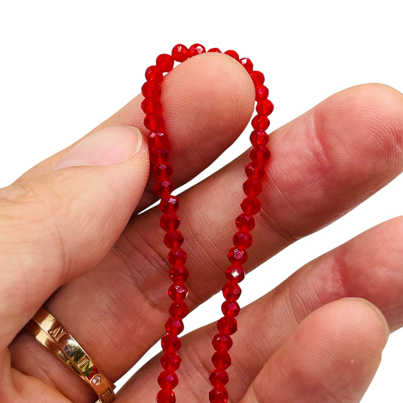 3mm Thunder Polish Glass Crystal Roundel Cut Red